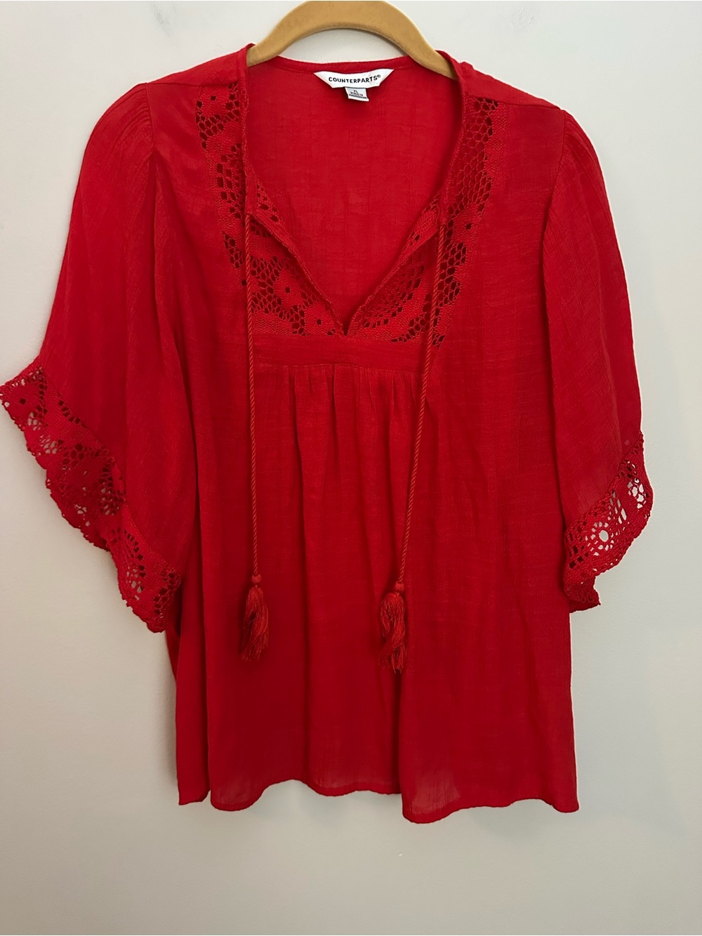 Counterparts Peasant Top Red XL EUC